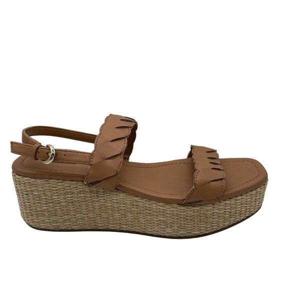 J Crew Platform Sandals Womens Sz 8.5 Tan Espadrille Wedge Braided Strappy Shoes - Picture 1 of 9
